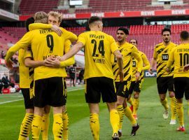 Erling Haaland celebrates after scoring for Borussia Dortmund against FC Koln (Source: @BVB / Twitter )