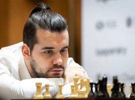 Ian Nepomniachtchi knocked off Magnus Carlsen to reach the finals of the Magnus Carlsen Invitational, where he’ll face Anish Giri. (Image: Niki Riga/World Chess)