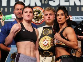 Katie Taylor (left) will battle Amanda Serrano (right) at Madison Square Garden on Saturday, in what most believe is the biggest women’s boxing match of all time. (Image: Ed Mulholland)