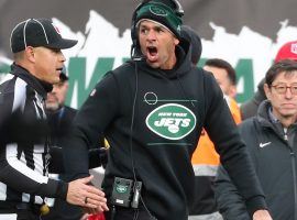 Robert Saleh, head coach of the New York Jets,  questions a penalty from one of the officials during a recent game at MetLife Stadium. (Image: Getty)