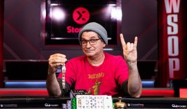Steve Albini poses for a winner’s photo at the 2022 World Series of Poker after winning Event #32 $1,500 Seven-Card Stud. (Image: WSOP)